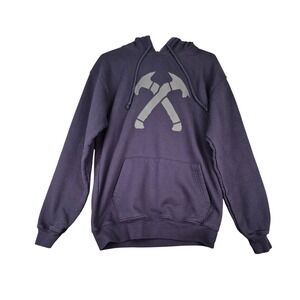 Jack Carr Crossed Tomahawks Logo Hoodie Navy Blue Mens Sz M Pullover Sweatshirt